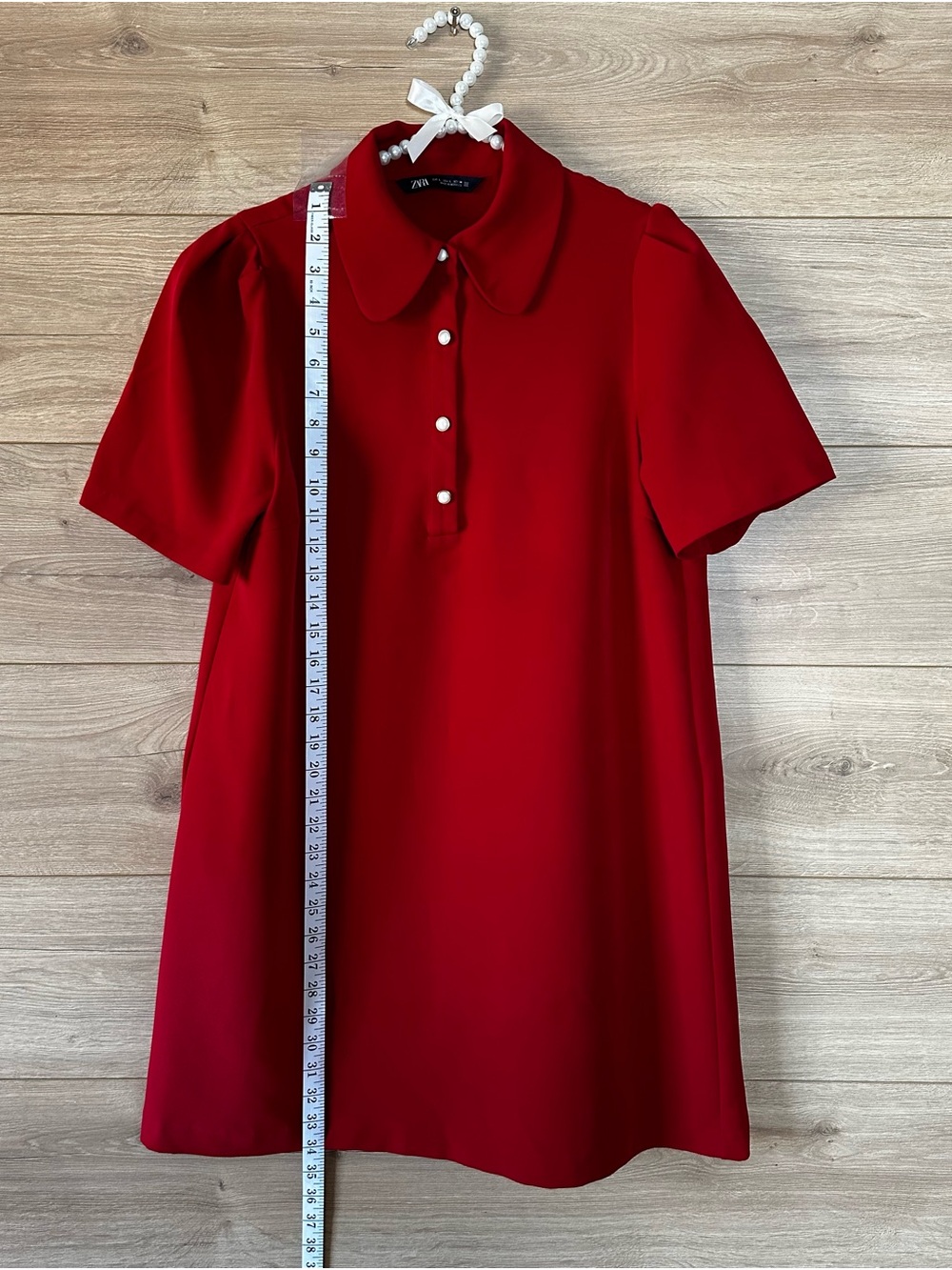 Zara Red Short Sleeve Polo Mini Dress - Picture 8 of 11